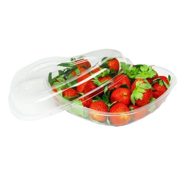 Customized Recycled Heart Shaped Strawberry Gift Golden / Clear Packaging Boxes For Strawberries Plastic Strawberry Tray With Lid