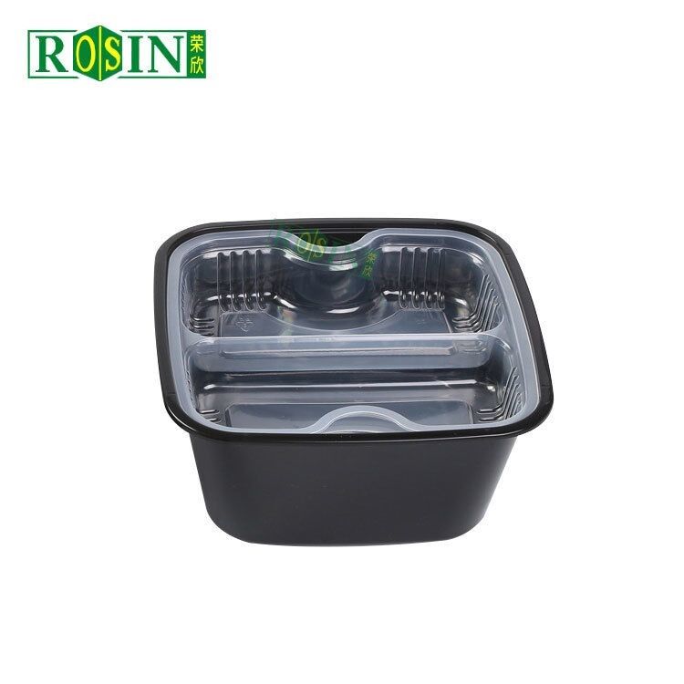 কাস্টমাইজড ডিসপোজেবল খাবার প্রস্তুতি পাত্রে 2 স্তর স্ন্যাপ উপর ঢাকনা গরম স্যুপ জন্য