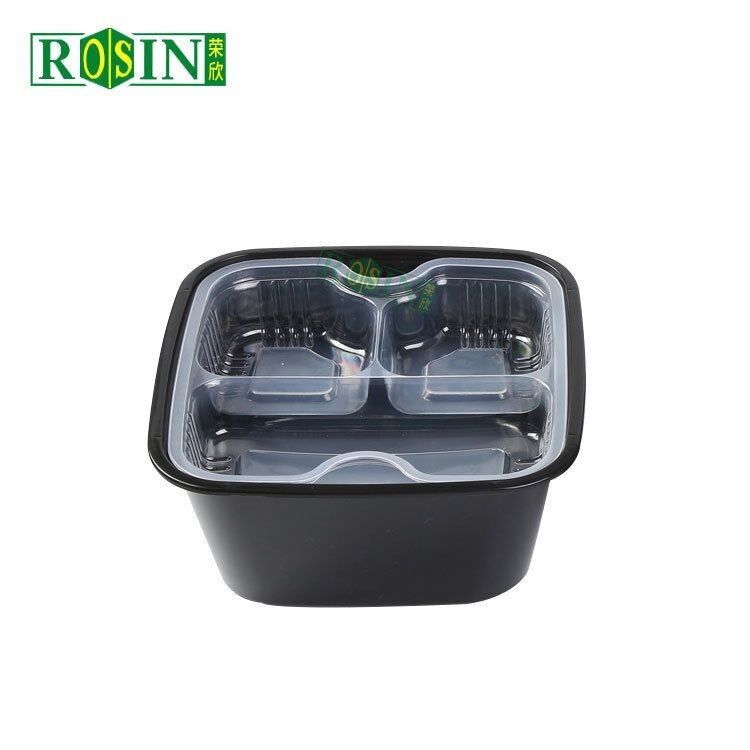 কাস্টমাইজড ডিসপোজেবল খাবার প্রস্তুতি পাত্রে 2 স্তর স্ন্যাপ উপর ঢাকনা গরম স্যুপ জন্য