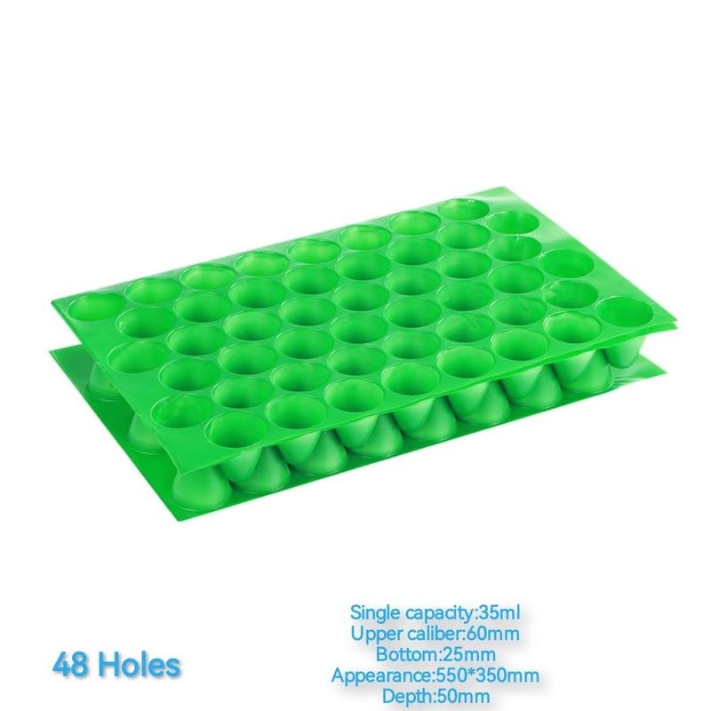 custom 48 cell green PP plastic germination tray round planting seedling grow paddy tray