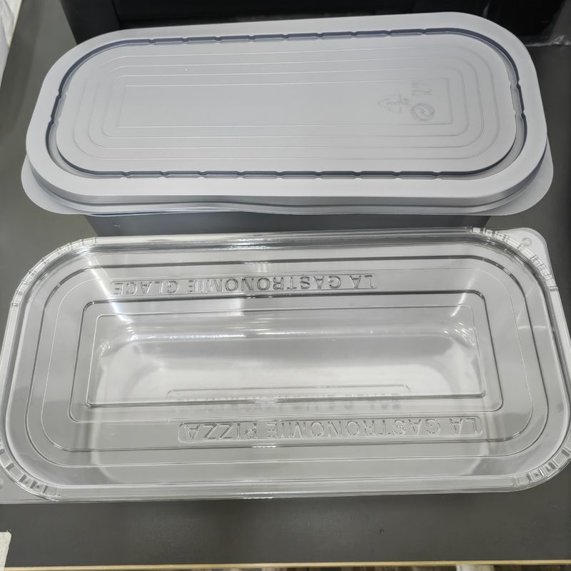 5L Gray / Clear PP / Pet Plastic Vacuum Formed Ice Cream Container With Lid