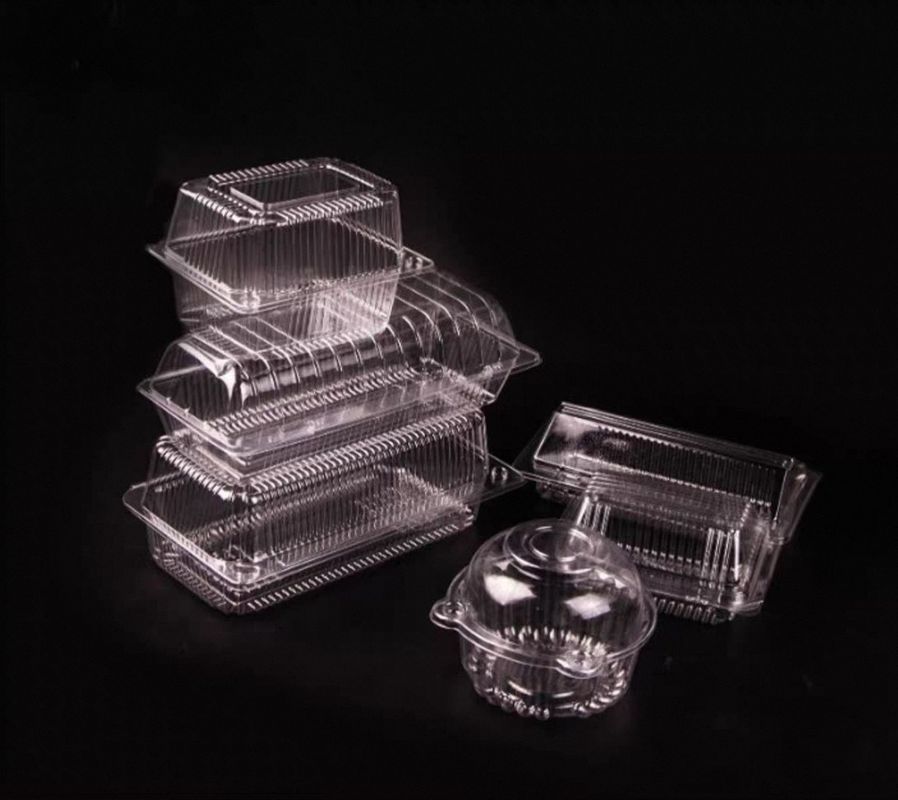 Transparent Vegetable Box Disposable Fruit PET Box Clamshell Hinge Salad Pastry Takeaway Box No Hole With Lid