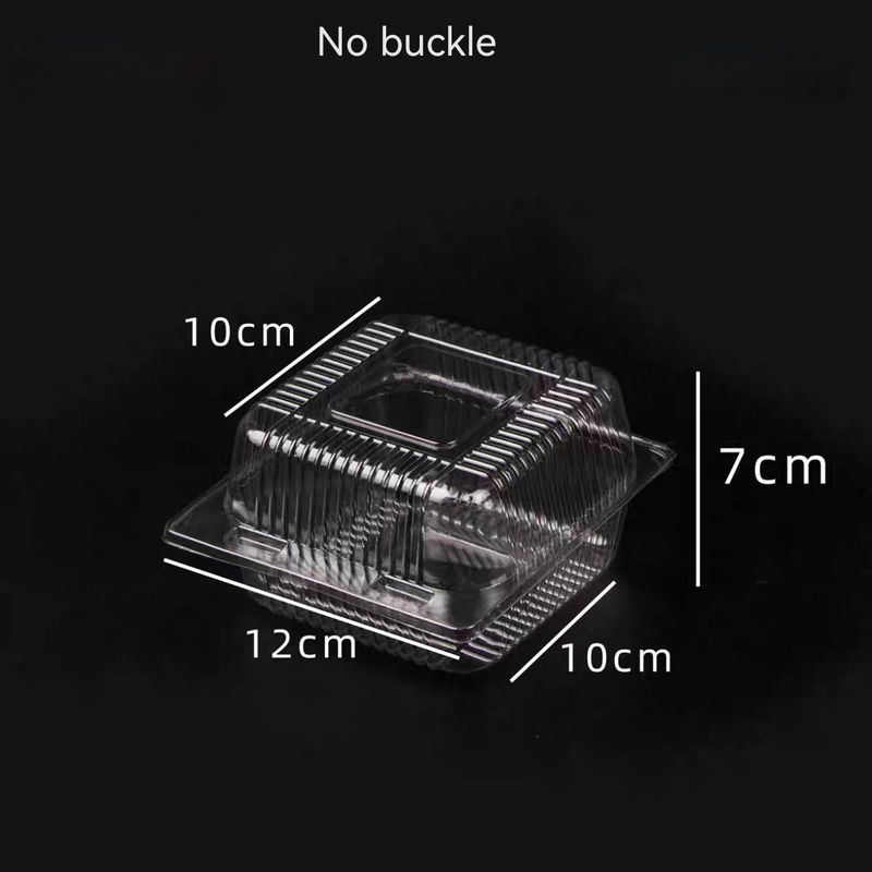 PET Rectangular / Square Transparent Hinge Clam Vacuum Formed Cake Roll Sushi Fruit Takeaway Transparent Box With Lid