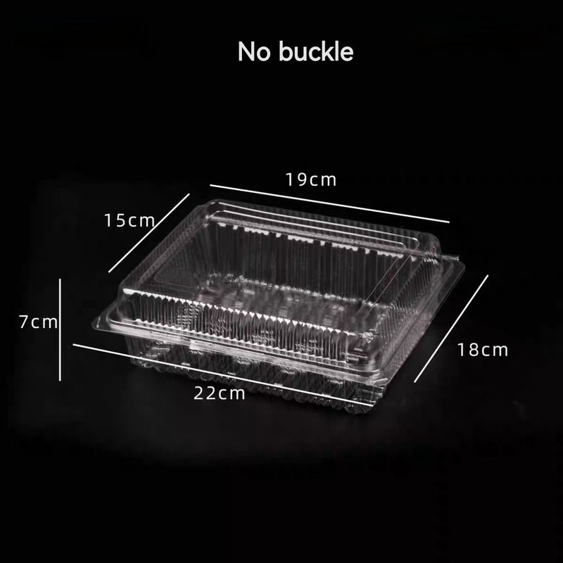 PET Rectangular / Square Transparent Hinge Clam Vacuum Formed Cake Roll Sushi Fruit Takeaway Transparent Box With Lid