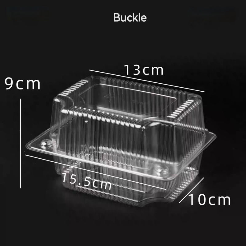 Transparent Vegetable Box Disposable Fruit PET Box Clamshell Hinge Salad Pastry Takeaway Box No Hole With Lid