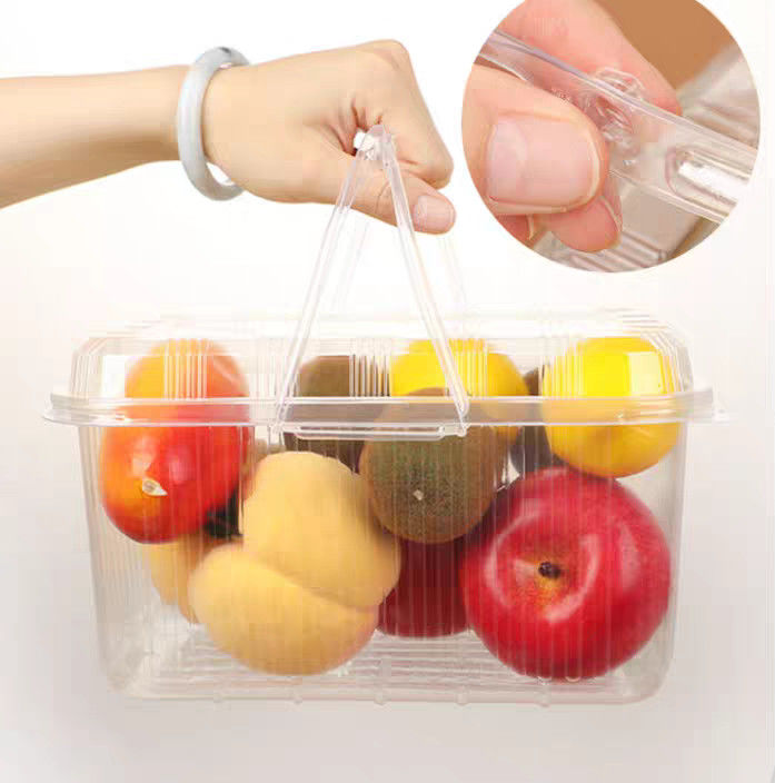 Strawberries Picking Basket Disposable Plastic Blister Transparent Fruit Handheld Packaging Box Fruit Packaging Handheld Box Cover
