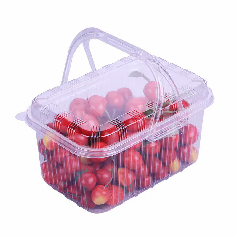 Strawberries Picking Basket Disposable Plastic Blister Transparent Fruit Handheld Packaging Box Fruit Packaging Handheld Box Cover