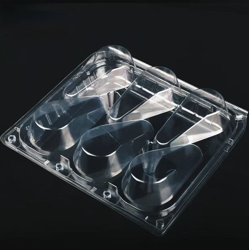 Customized Disposable Transparent 4 Cells Avocado Vacuum Formed Clamshell Packaging 6 Cavity PET Plastic Transparent Strawberry Fruit Packaging Box