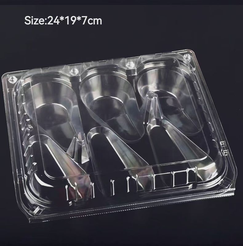 Customized Disposable Transparent 4 Cells Avocado Vacuum Formed Clamshell Packaging 6 Cavity PET Plastic Transparent Strawberry Fruit Packaging Box