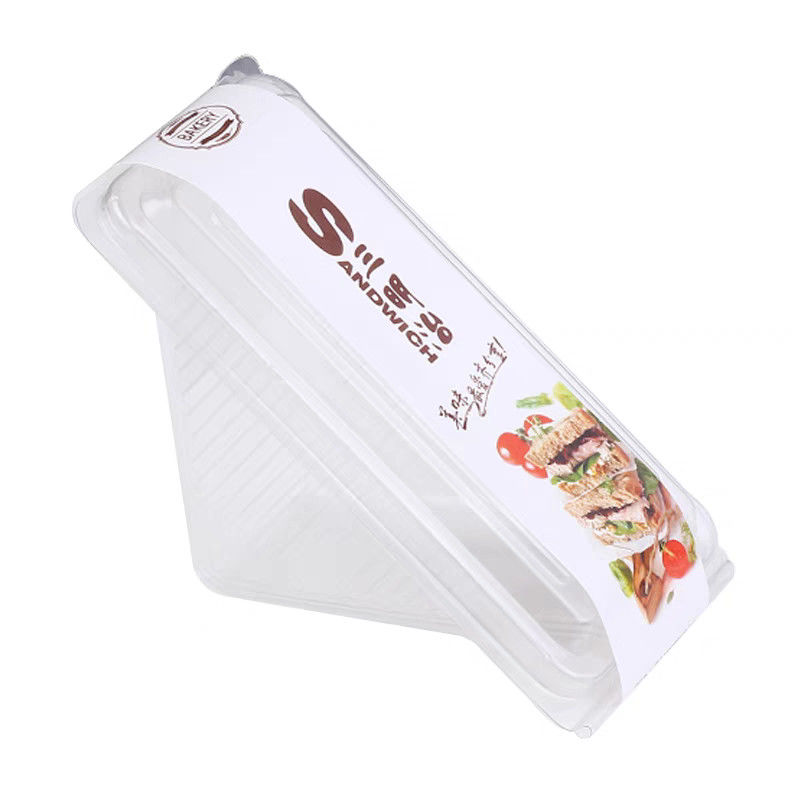 Sandwich packaging box transparent triangular plastic blister box disposable pastry sandwich clamshell cake box