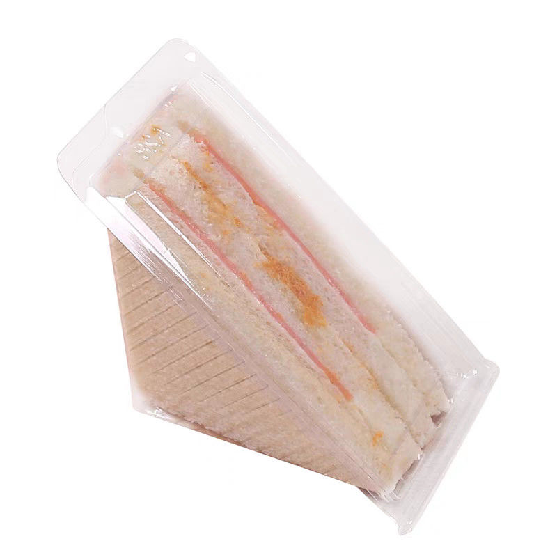 Sandwich packaging box transparent triangular plastic blister box disposable pastry sandwich clamshell cake box