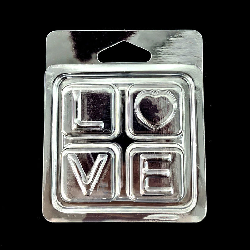 Kundenspezifisches klares Kunststoffwachs Schmelzblase Verpackung Clamshell Verpackung für Kerzen Wachs Blister Kerzenbox mit Hanger