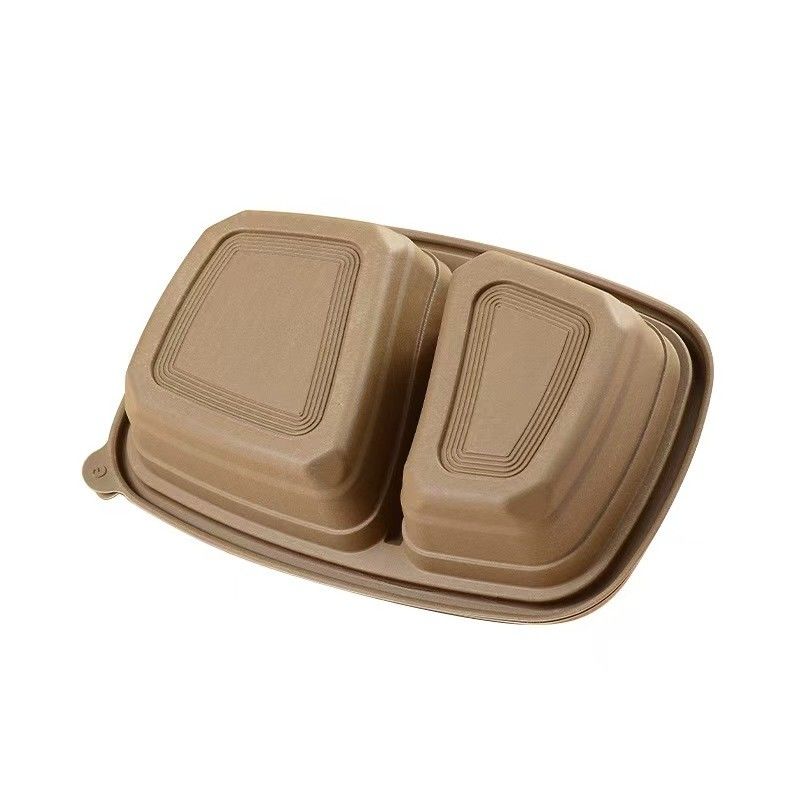 Εταιρική απευθείας παράδοση 100% βιοδιασπώμενη 2 διαμερίσματα κοντέινερ με φλοιές ρυζιού με καπάκι