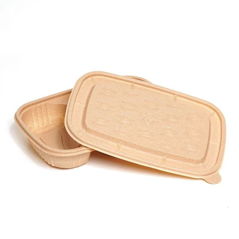 Εταιρική απευθείας παράδοση 100% βιοδιασπώμενη 2 διαμερίσματα κοντέινερ με φλοιές ρυζιού με καπάκι