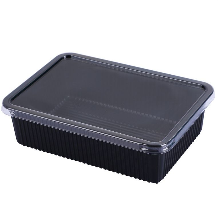 Customized Disposable Black PP Beef And Mutton Roll Packaging Box With PS Transparent Anti Fog Cover Plastic PET Sushi Packaging Takeout Box