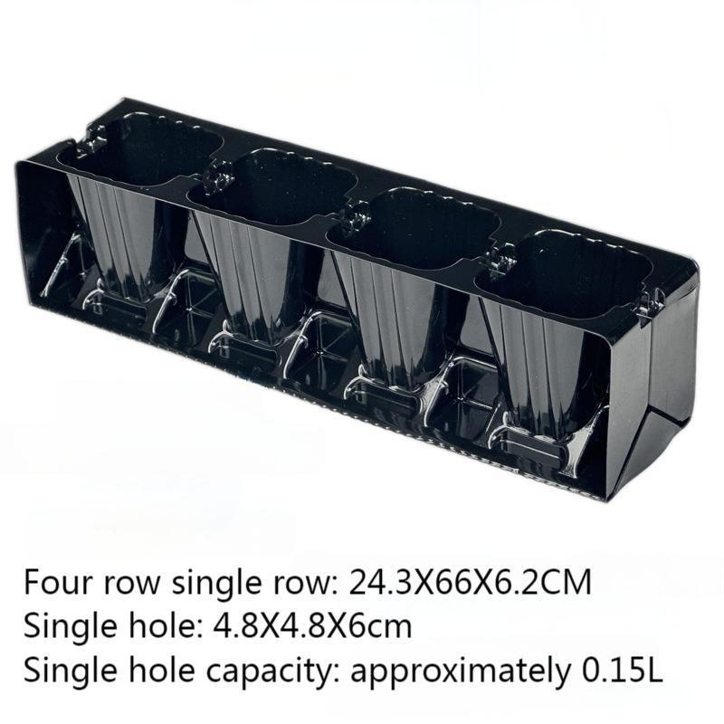 4 seedling trays in a group Clamshell foldable plant/flower horticultural black plastic PET germination container