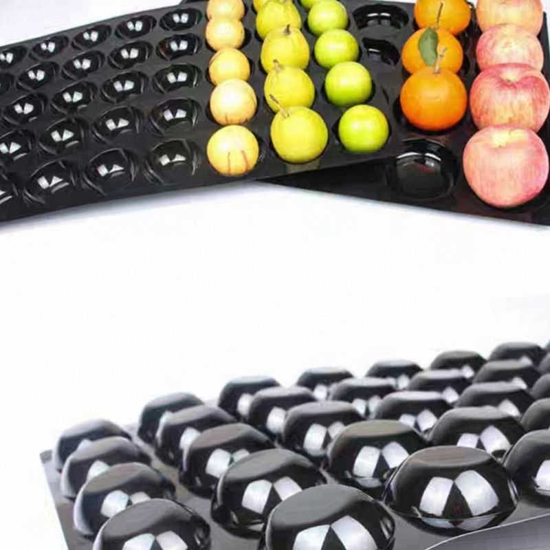 Customized factory disposable black 24 hole rectangular fruit shelf display tray fruit arrangement tray