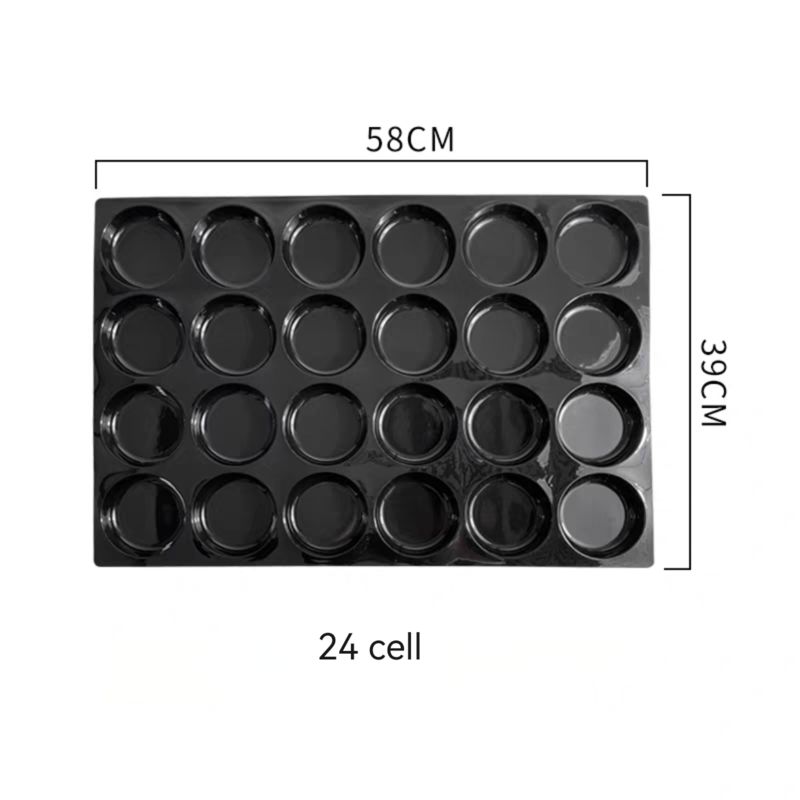 Customized factory disposable black 24 hole rectangular fruit shelf display tray fruit arrangement tray