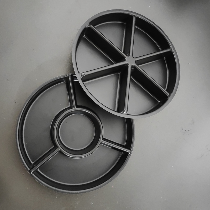 Customized black round PS plastic blister 4 6 cavity chocolate container insert tray