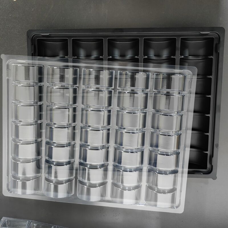 Custom 35 grid disposable food grade PP macaron black plastic travel with clear lid manufacturer