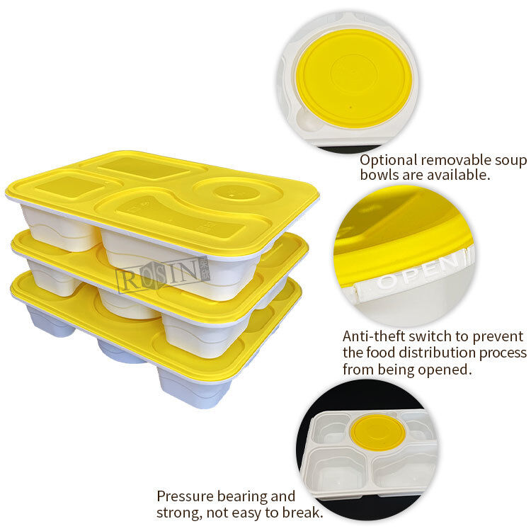 4 5 6 Sections Food Grade Meal Takeout Container Plastic Food Packaging with Soup Bowl