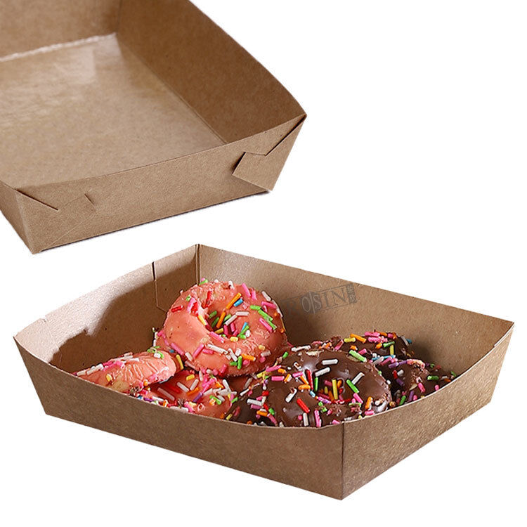 300ml to 1800ml Foldable Takeaway Containers Kraft Paper Disposable Food Tray for Fast Food