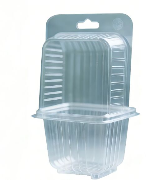 Customized disposable PET plastic blister green plant packaging with handle holes