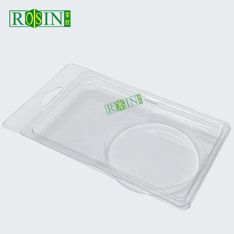 Customized PET Disposable Transparent Plastic Rectangular Blister Packaging With Circular Inner Cavity Clamshell Packaging