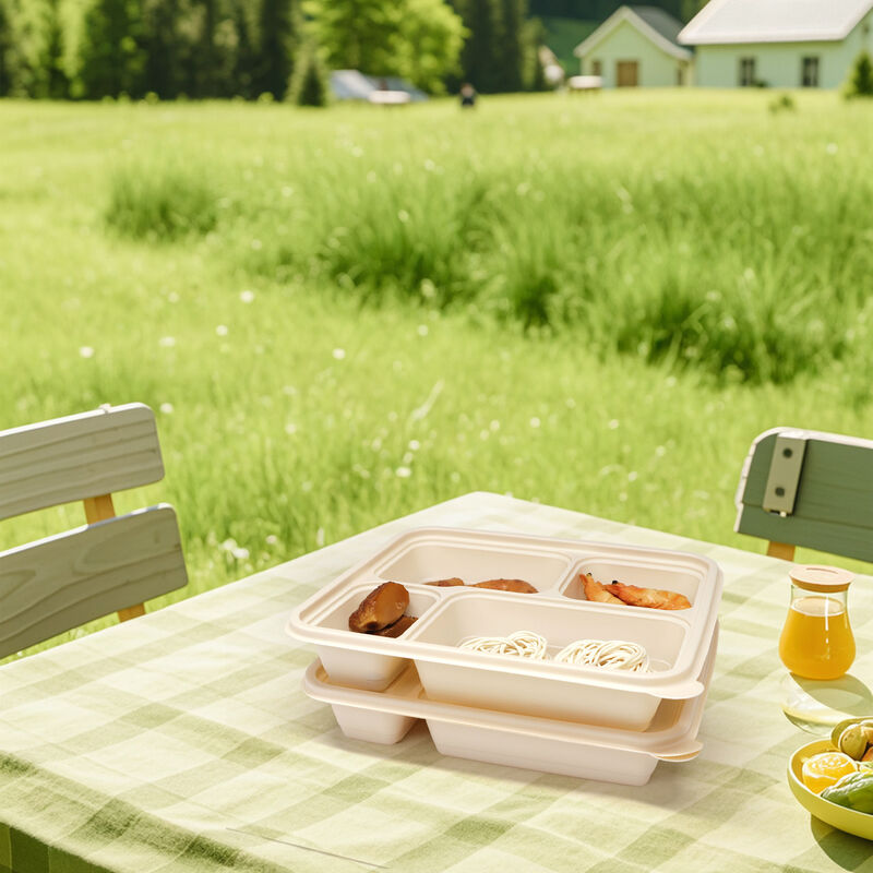 Corn Starch Lunch Food Container with Compartment Eco Friendly Packaging Disposable Biodegradable Cornstarch Lunch Box
