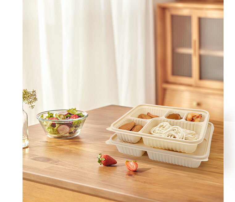 Biodegradable Disposable 1050ML Cornstarch Togo Lunch Box Takeout Plastic Takeaway Corn Starch Food Container