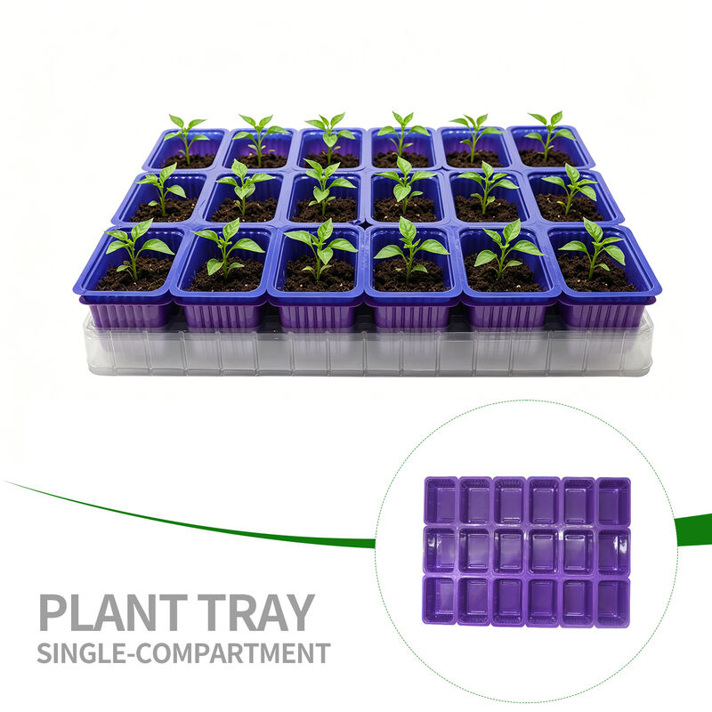 Guangzhou Rosinpack Factory Customizes 18 Grid Seedling Tray With Transparent Bottom Seedling Tray Base
