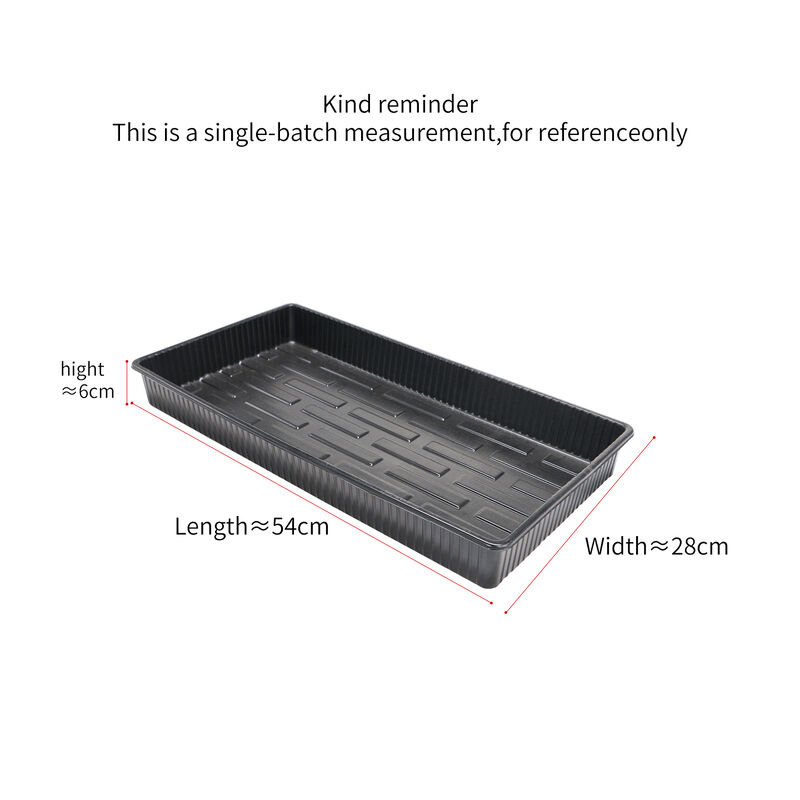 Greenhouse Hydroponic Rectangle Heavy Duty Reusable PS Plastic Nursery Flat Seedling Microgreen Growing Tray Black