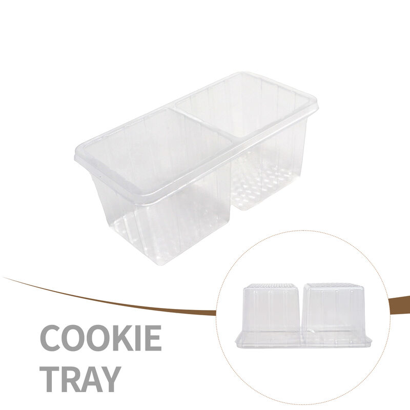 2 square PET transparent blister tray with transparent cover for biscuit inner tray