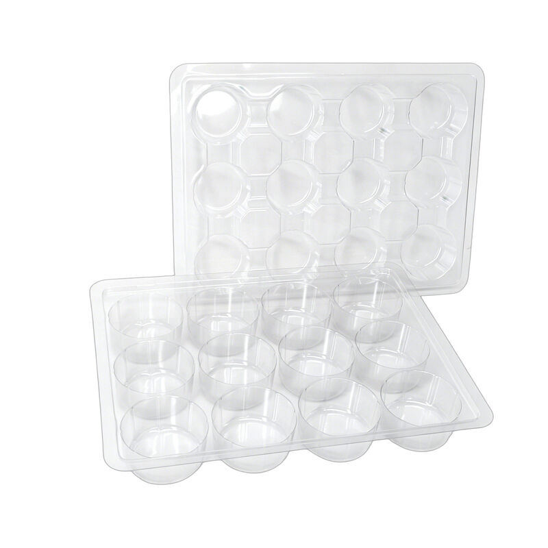 customized disposable 12 grid PET transparent cake tray vacuum formed plastic cake tray