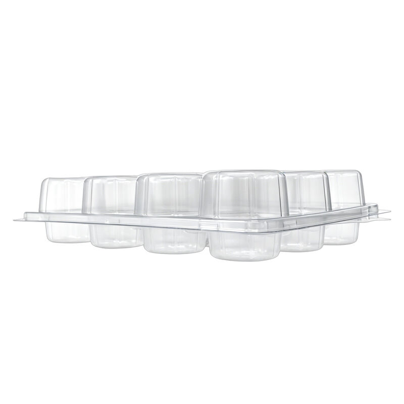 customized disposable 12 grid PET transparent cake tray vacuum formed plastic cake tray