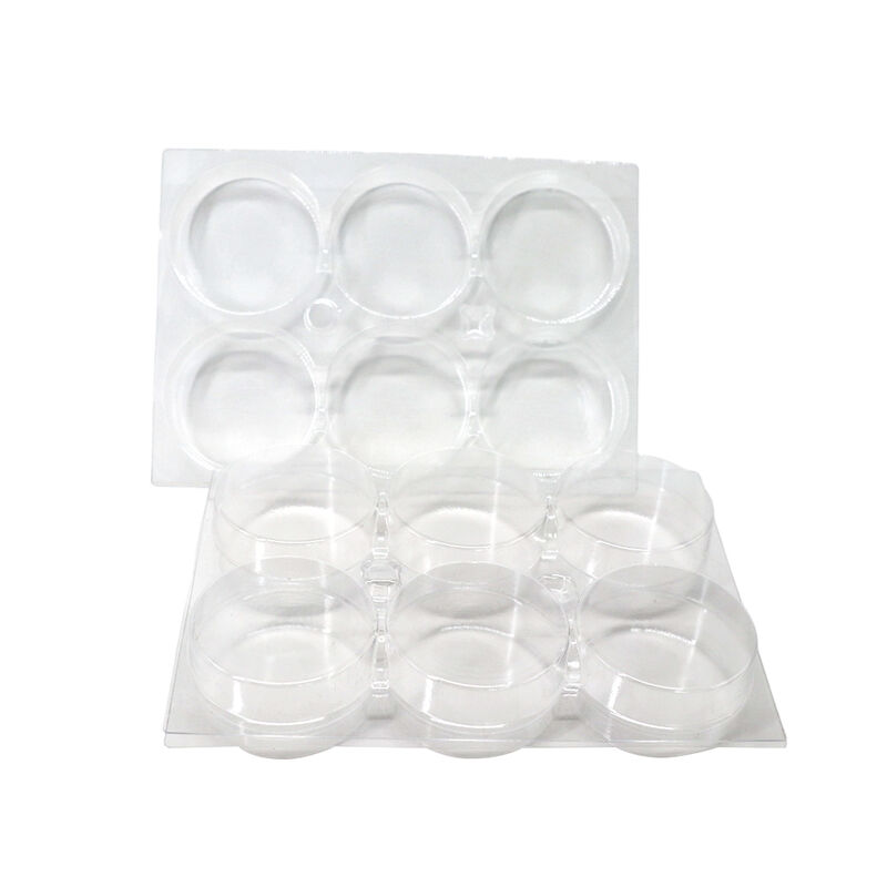 6 Cavity Clear PET Blister Tray with Lid Round Compartment Plastic Insert for Macaron Chocolate Candy