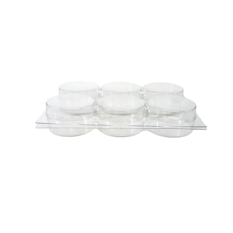 6 Cavity Clear PET Blister Tray with Lid Round Compartment Plastic Insert for Macaron Chocolate Candy