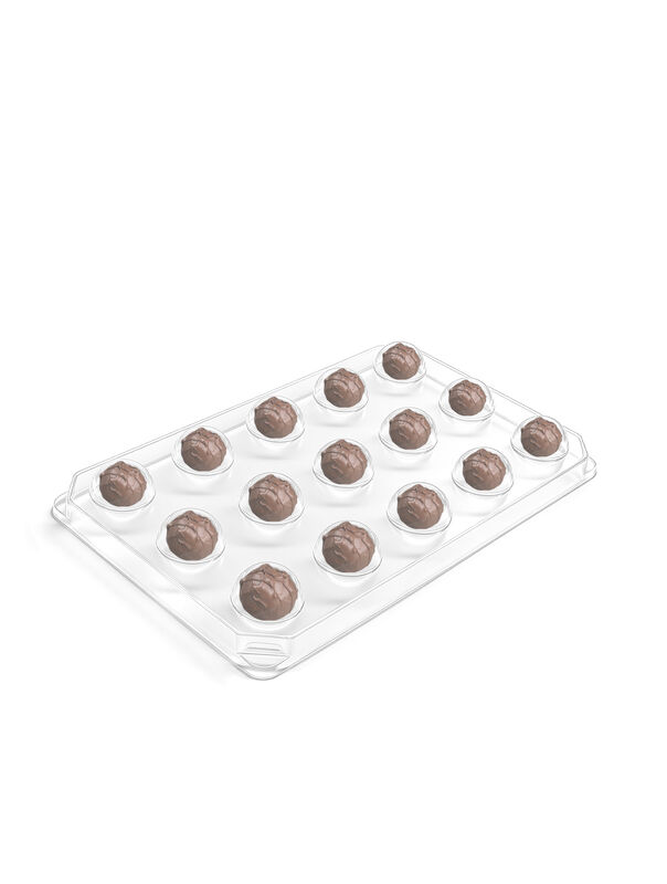 Inserto claro del acondicionamiento de los alimentos del envase de la trufa de la bandeja de la ampolla del chocolate del ANIMAL DOMÉSTICO de 18 cavidades