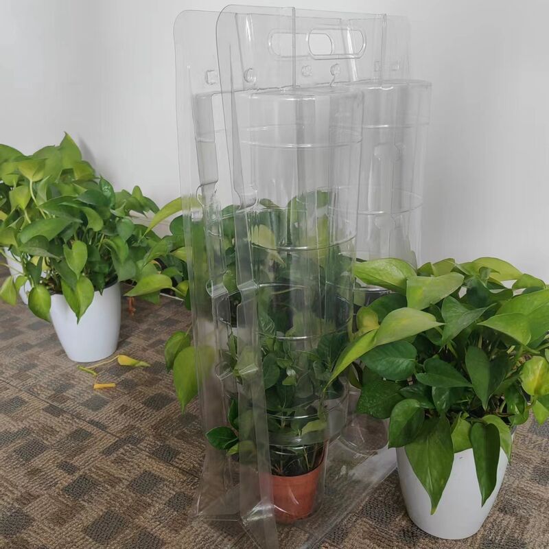 ODM Clear PET Foldable Plant Protector Clamshell Nursery Pot Transport Guard with Handle
