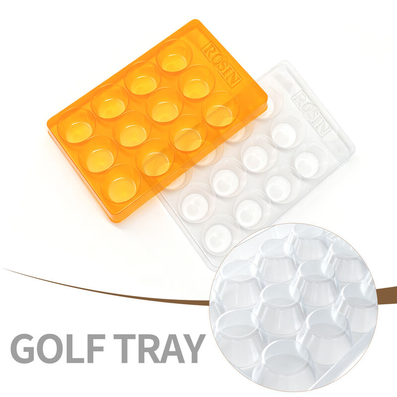 Custom Clear/Gold PET 12 Cavity Golf Ball Blister Tray