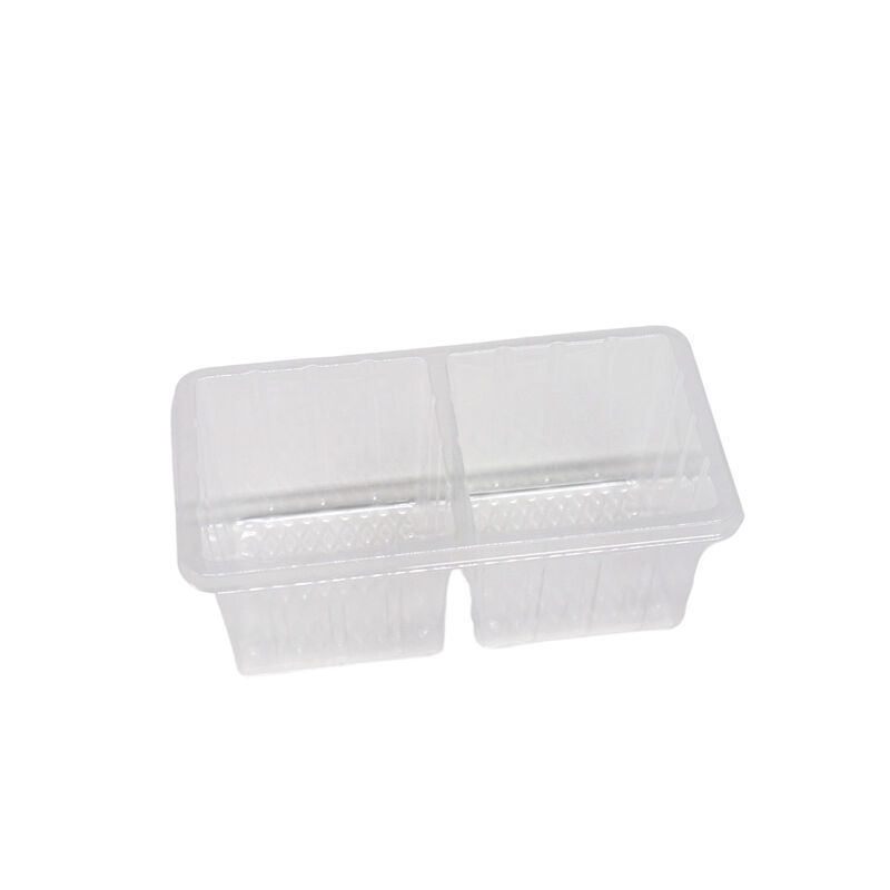 custom pet 2 compartment blister cookie plastic tray with lid